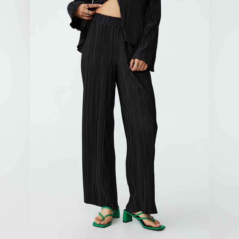 STORETS FLARED LEG PLISSE PANTS